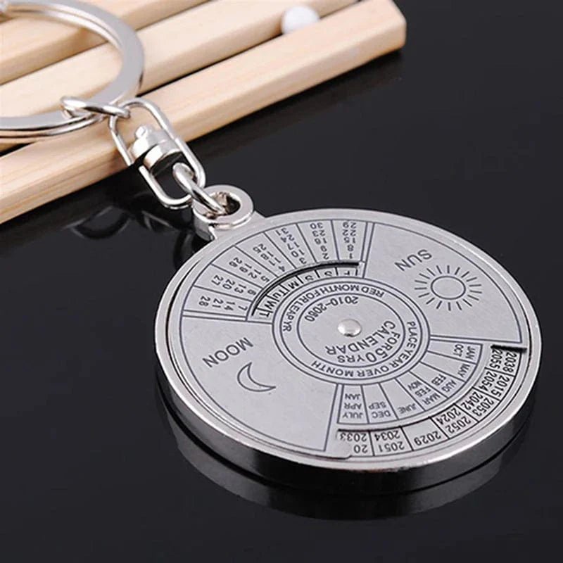 50 Years Perpetual Calendar Silver Alloy Keyring Keychain Key-fob Decora... — View 7