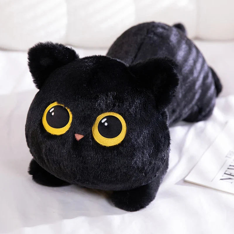 Cute Black Cat Plush Toy - Kawaii Cuddly Pillow Cushion