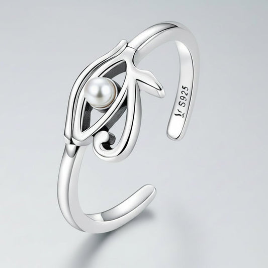 Eye of Horus Protection Ring | 925 Sterling Silver Lucky Hollow Open Ring — View 2