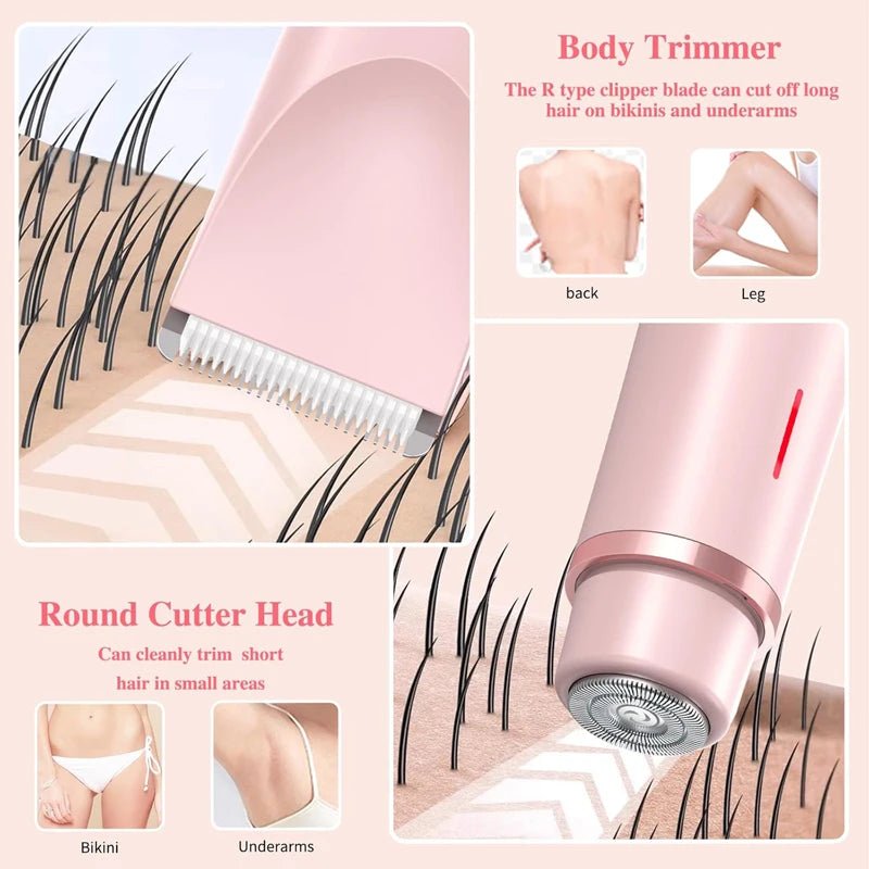 PureGlide 2 in 1 Electric Bikini Trimmer Shaver for Women, Dual Head Wet & Dry Hair Razor Waterproof with Detachable Heads - GiftWave.co