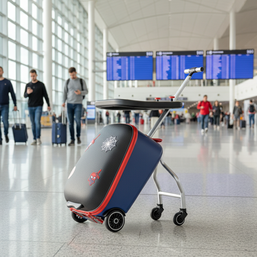 KO-KU Kid’s Multifunctional Detachable Suitcase & Stroller – 20-Inch Ride-On Travel Luggage with Guardrail