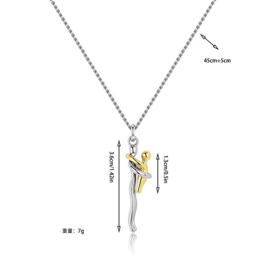 Mother & Child Hugging Pendant Necklace – Stainless Steel Minimalist Mom Charm, Anniversary Jewelry Gift - GiftWave.co