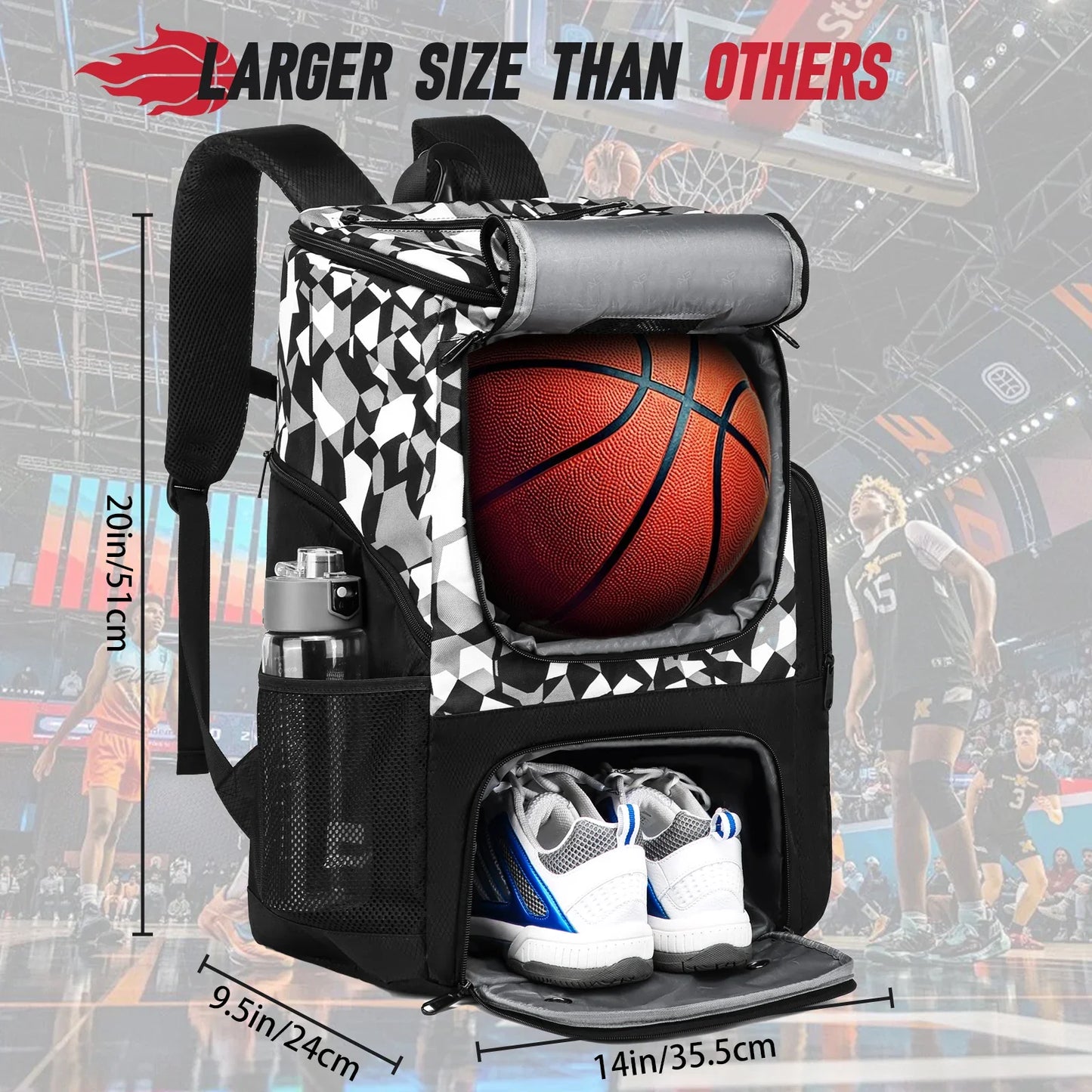 Basketball & Sports Training Backpack with Separate Compartments — View 6