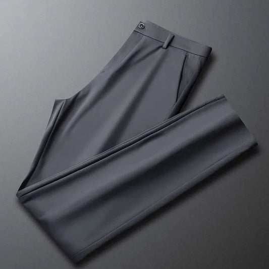 Business Office Ice Silk Men's Casual Pants - Summer Thin Nylon Trousers with Four Side Elastic - Homebound Essentials