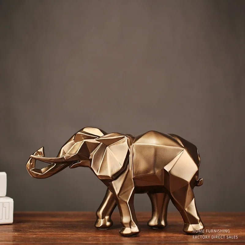 Elephant Statue Geometric Sculpture Abstract Animal Home Office Desk Dec... — View 4