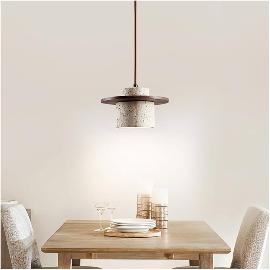 Nordic Wabi - Sabi Table Lamp Natural Stone Base Linen Shade Minimalist Japandi Bedside Desk Light - GiftWave.co