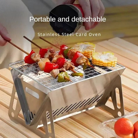 Portable Folding Charcoal Grill Stainless Steel Camping BBQ Outdoor Comp... — View 2