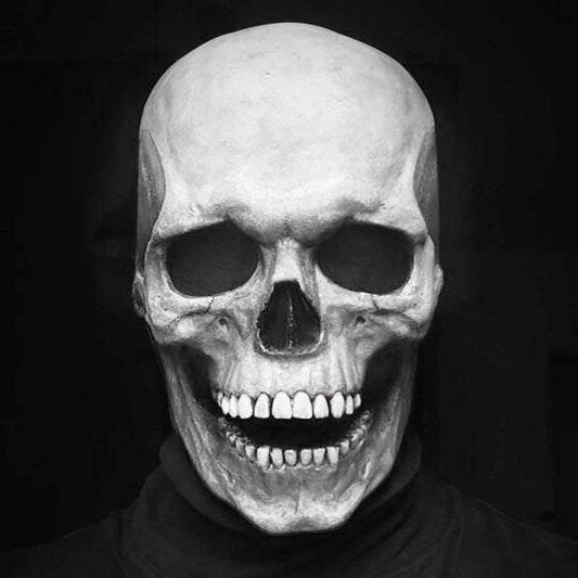Products Pro White Movable Jaw Realistic Full Head Skull Mask 46632750-white-soft-latex-united-states