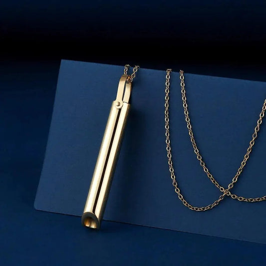 ZenBreath Stainless Steel Necklace: Mindfulness Breathing Necklace for Women & Men | Stainless Steel Pendant for Anxiety Relief, Stress Reduction & Meditation Tool - Homebound Essentials