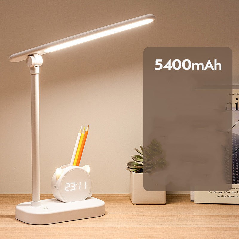LED Desk Lamp with Pen Holder & Digital Clock, Charging Eye Protection T... — View 7