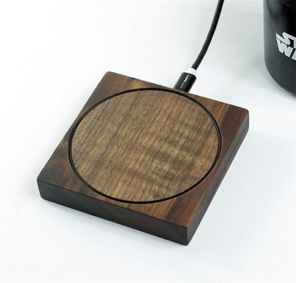 Fast Wireless Charger Bamboo Wood Charging Pad Wooden Qi Charging Stand ... — Gift Idea