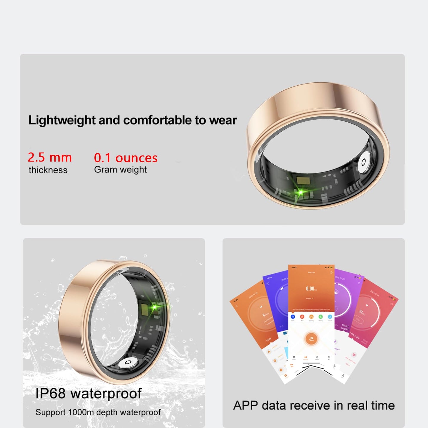 Smart Ring Activity Tracker NFC – Sleep Fitness Tracker Ring, IP68 Water... — View 6