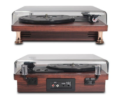 Vinyl Record Player Bluetooth Turntable Built - in Stereo Speakers 3 - Speed Belt Drive Wood - GiftWave.co
