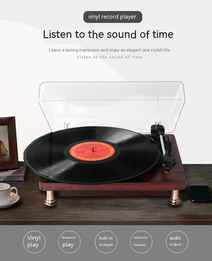 Vinyl Record Player Bluetooth Turntable Built - in Stereo Speakers 3 - Speed Belt Drive Wood - GiftWave.co