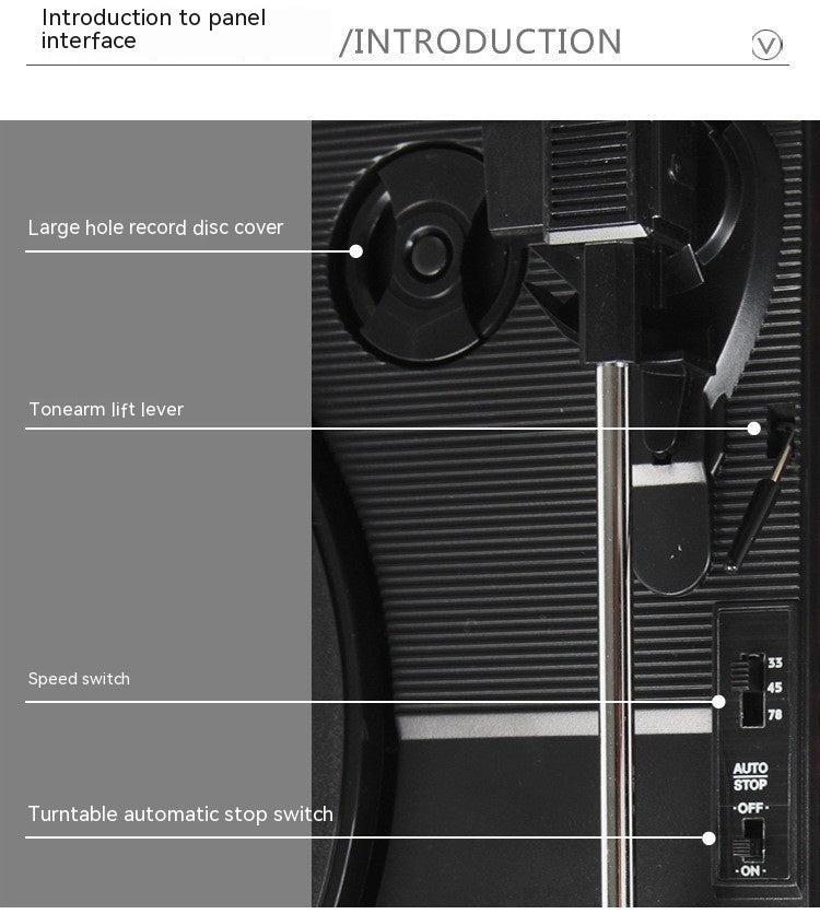 Vinyl Record Player Bluetooth Turntable Built - in Stereo Speakers 3 - Speed Belt Drive Wood - GiftWave.co