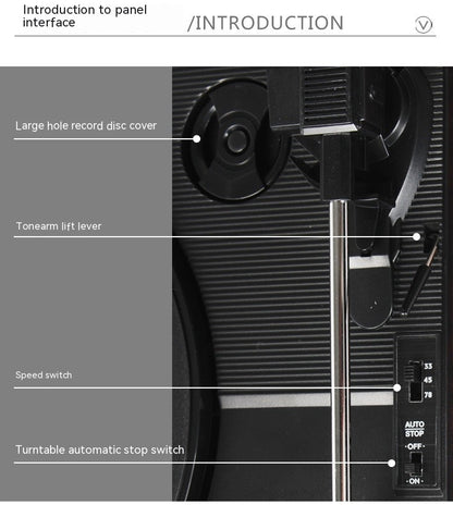 Vinyl Record Player Bluetooth Turntable Built - in Stereo Speakers 3 - Speed Belt Drive Wood - GiftWave.co