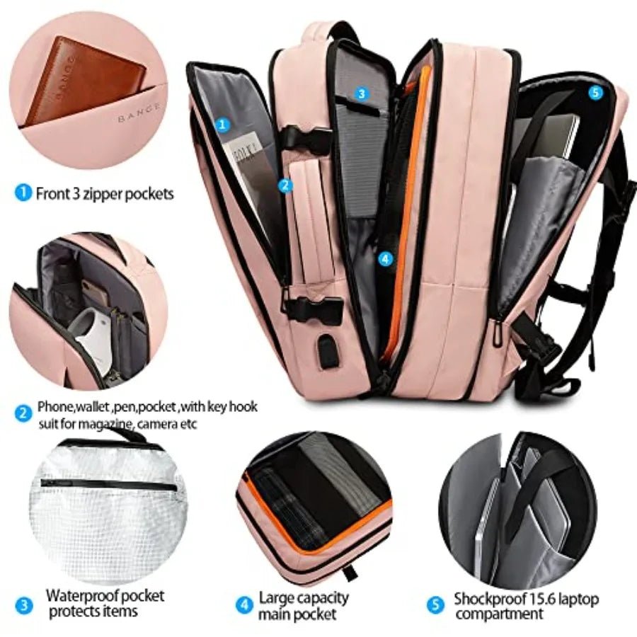 BANGE Travel Backpack Men Business Expandable Large Capacity Laptop Wate... — View 7