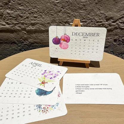 Eco-Friendly Plantable Seed Calendar 2026 – 12 Month Biodegradable Wildf... — View 3