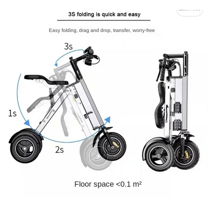K7S Mini E-Bike | Foldable 3-Wheel Electric Scooter for Teens & Adults | 250W, 36V, 7.8Ah Electric Bike