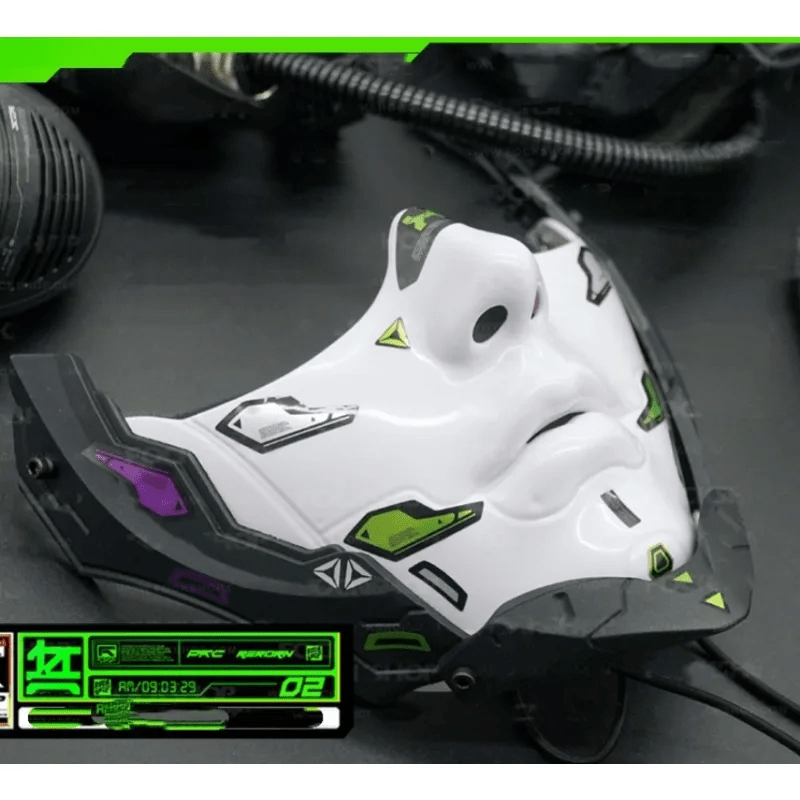 Cyberpunk Half Face Mechanical Mask – Red | Cosplay & Halloween Costume ... — View 10