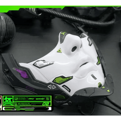 Cyberpunk Half Face Mechanical Mask – Red | Cosplay & Halloween Costume ... — View 10