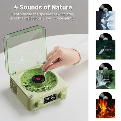 Retro Turntable Bluetooth 5.0 Speaker with RGB Ambient Light and Nature Sounds - GiftWave.co