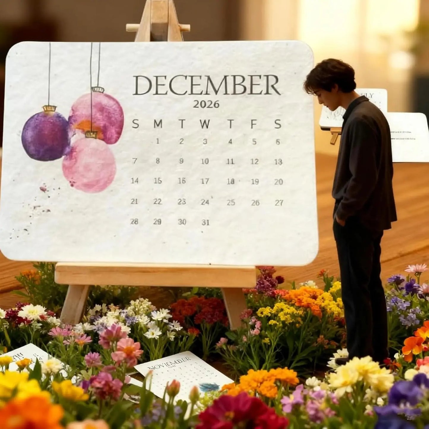 Eco-Friendly Plantable Seed Calendar 2026 – 12 Month Biodegradable Wildf... — View 2