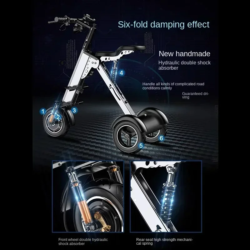 K7S Mini E-Bike | Foldable 3-Wheel Electric Scooter for Teens & Adults | 250W, 36V, 7.8Ah Electric Bike