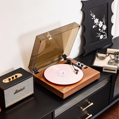 Retro Bluetooth Vinyl Record Player Built - in Speakers Walnut Wood Belt Drive Turntable - GiftWave.co