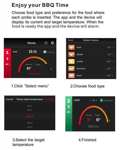 Wireless Bluetooth Meat Thermometer — Smart BBQ Probe for Grill, Smoker ... — View 3