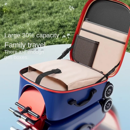 KO-KU Kid’s Multifunctional Detachable Suitcase & Stroller – 20-Inch Ride-On Travel Luggage with Guardrail