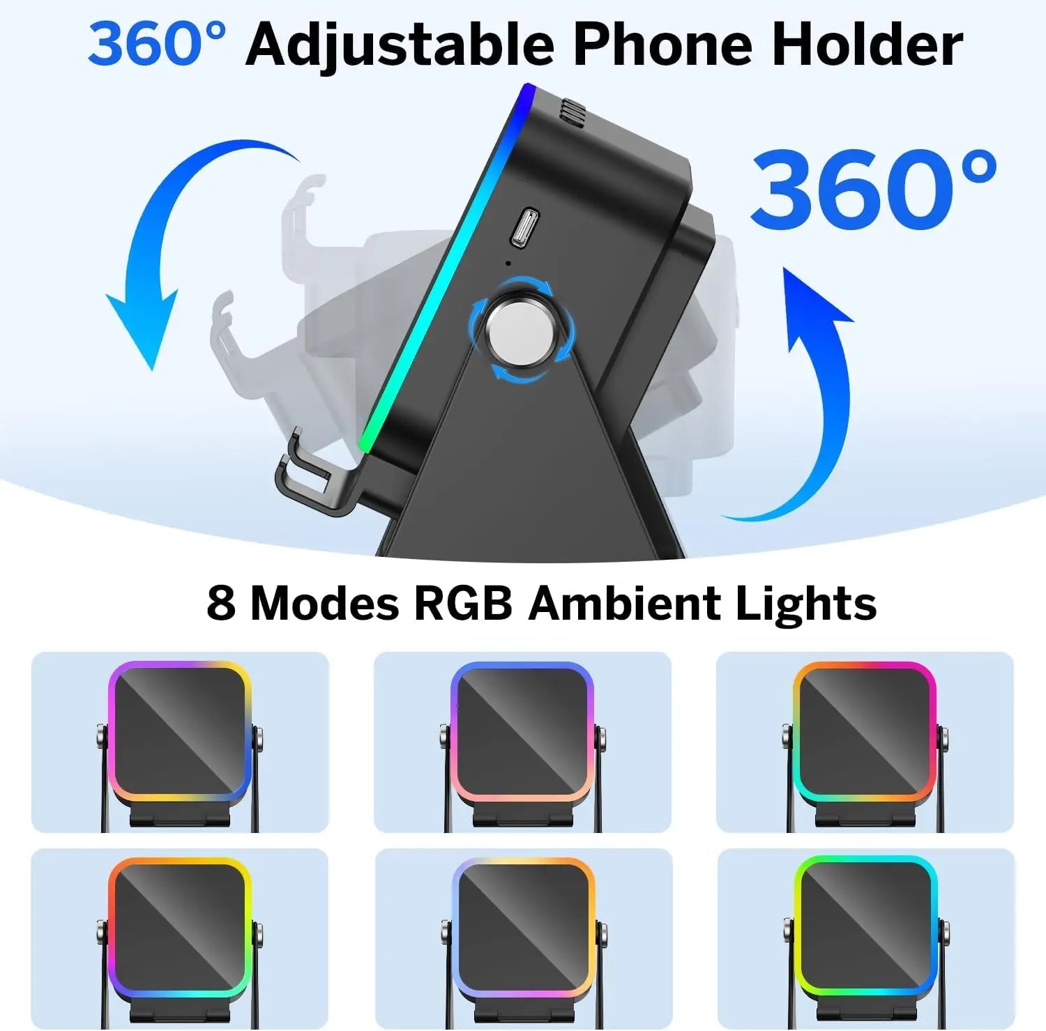 5-in-1 Wireless Bluetooth Speaker Phone Stand RGB Light Auto Induction C... — View 5