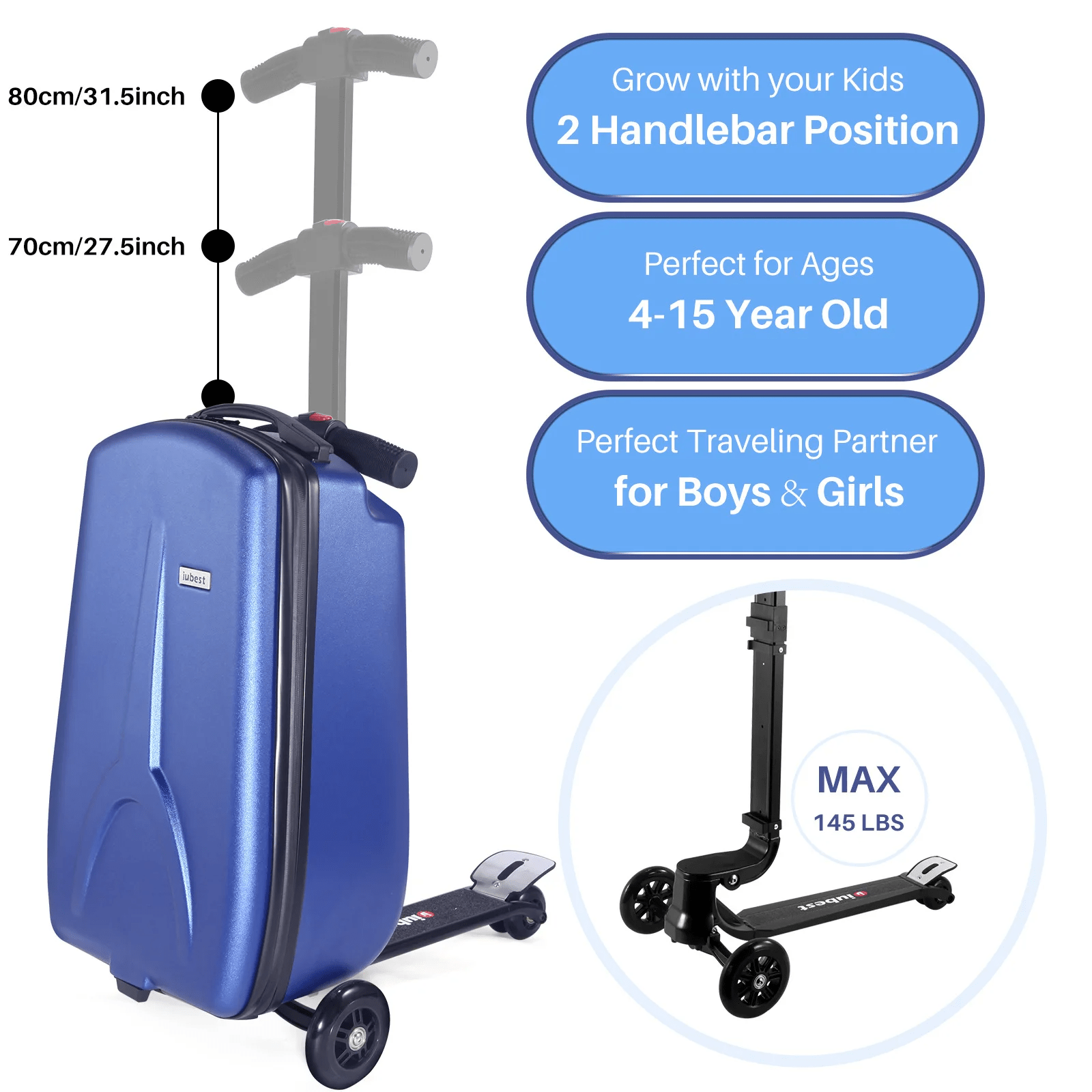 Scooter Suitcase - Best Rolling Detachable Luggage with Built - in Skateboard for Travel - GiftWave.co