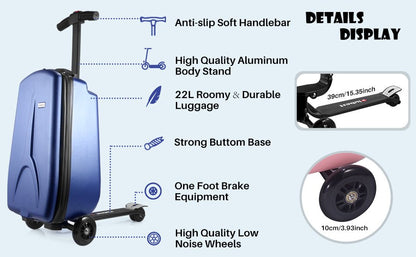 Scooter Suitcase - Best Rolling Detachable Luggage with Built - in Skateboard for Travel - GiftWave.co