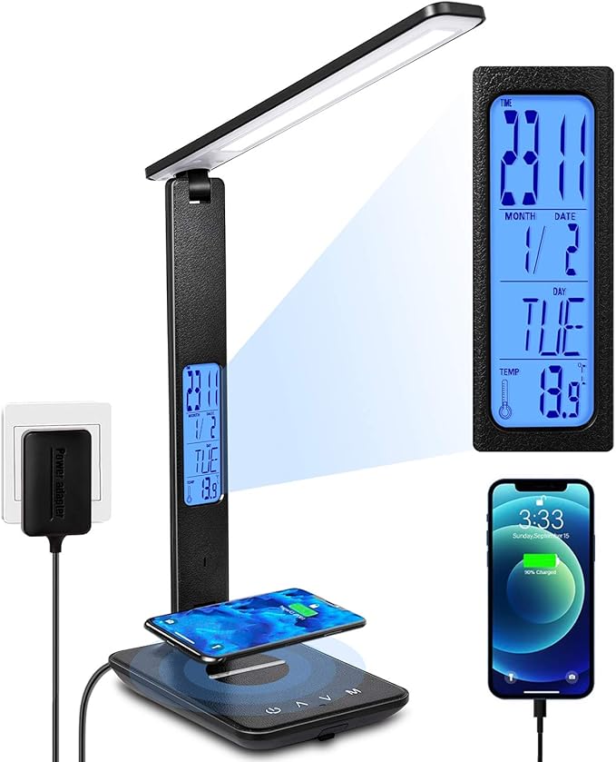 LED Desk Lamp with Wireless Charging – Qi Fast Charge Dimmable Touch Con... — Gift Idea