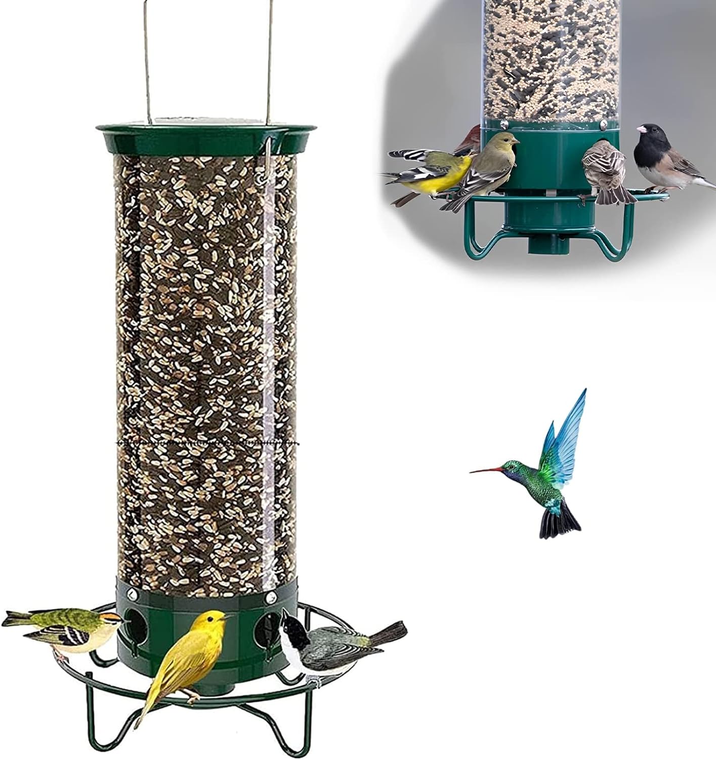 Squirrel - Proof Bird Feeder Spinning Tube – 4 Ports 5lb Capacity Weight Activated Outdoor Hanging - GiftWave.co