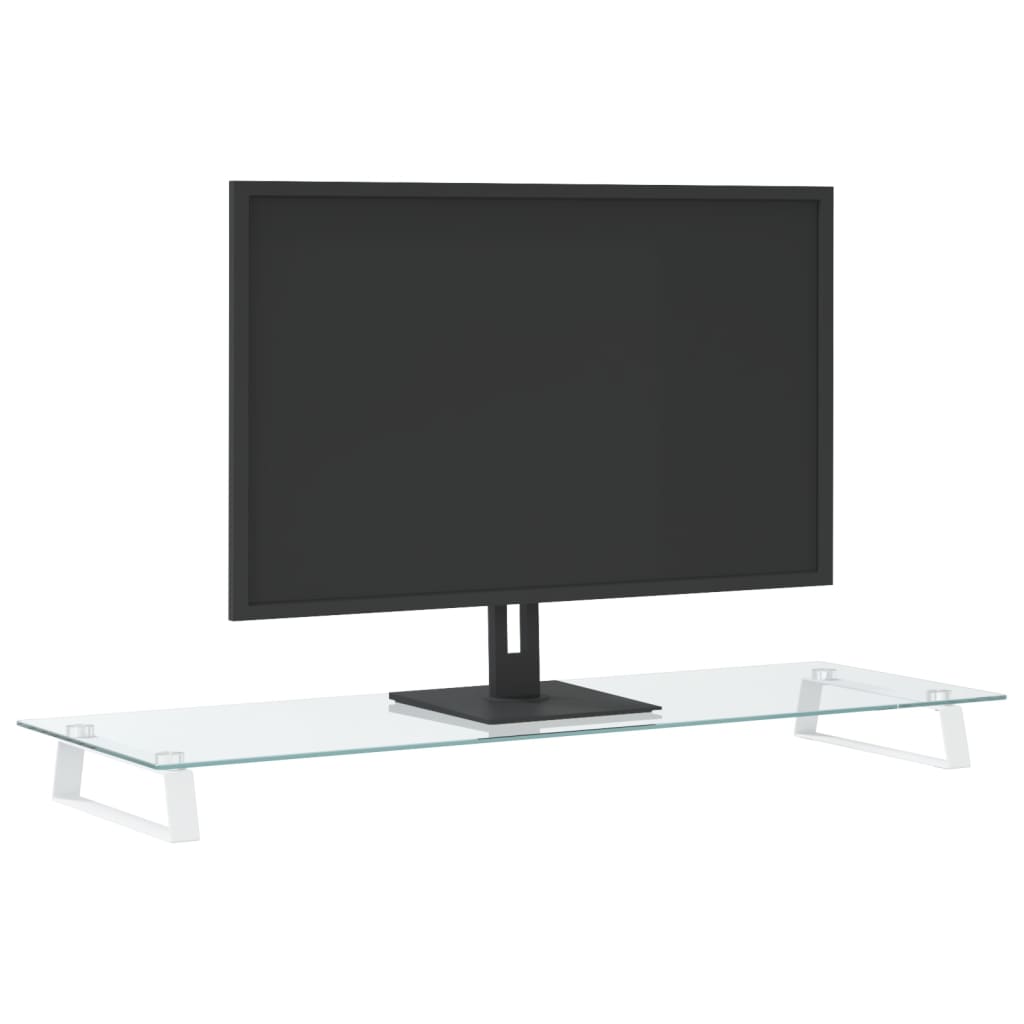 vidaXL Monitor Stand Desktop Computer Screen Riser Tempered Glass and Metal