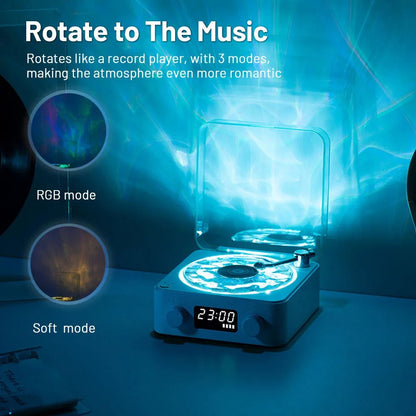 Retro Turntable Bluetooth 5.0 Speaker with RGB Ambient Light and Nature Sounds - GiftWave.co