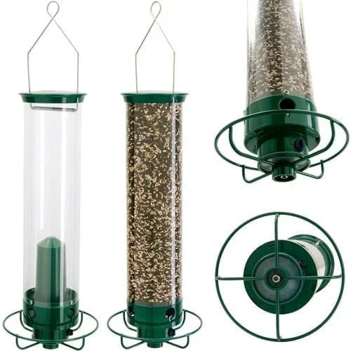 Squirrel - Proof Bird Feeder Spinning Tube – 4 Ports 5lb Capacity Weight Activated Outdoor Hanging - GiftWave.co