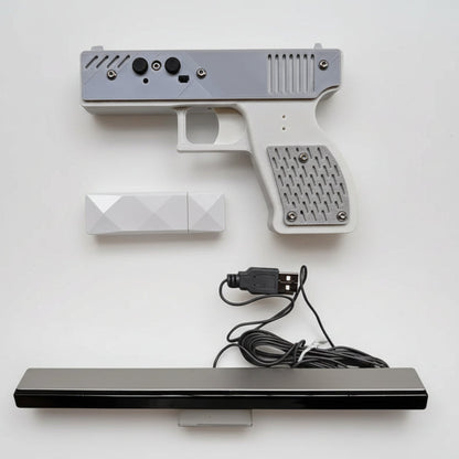 Gaming controller with USB cable and receiver on a white background, featuring the brand 'WK'.