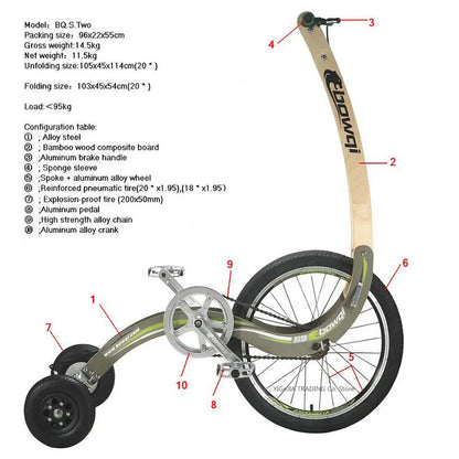 Fold 20 Inch Big Wheel Fitness Stand Up Bike