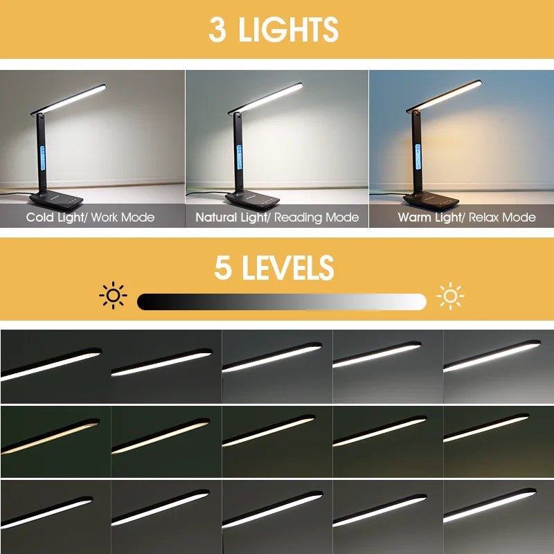 LED Desk Lamp with Wireless Charging – Qi Fast Charge Dimmable Touch Con... — View 7