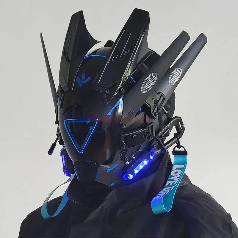 Cyberpunk Helmet Shinobi Mask: Robot Samurai Armor with LED Light — View 31