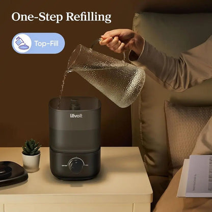 Top - Fill Humidifier 2.5L 360° Nozzle Auto Shut - Off Quiet Cool Mist Baby Bedroom Plants Black - GiftWave.co