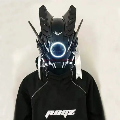 Cyberpunk Helmet Shinobi Mask: Robot Samurai Armor with LED Light — View 12