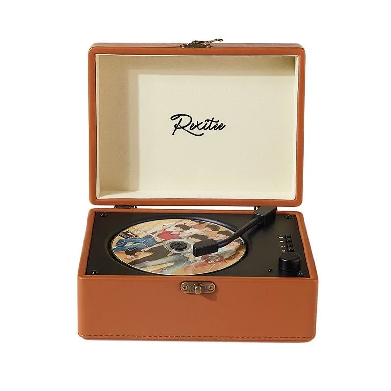 Vintage Leather CD Player Two - Way Bluetooth 5.0 6 - in - 1 USB Lossless Rechargeable Retro Suitcase Gift - GiftWave.co
