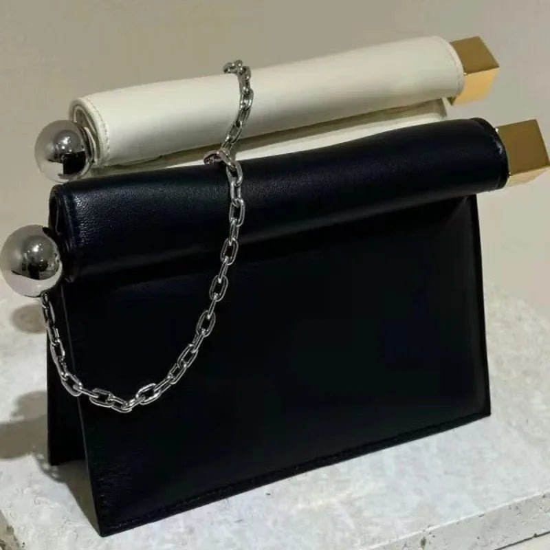 Nappa Leather Roll - Up Clutch Bag – Folding Chain Crossbody, Evening Shoulder Pouch, Designer Women's Party Bag - GiftWave.co