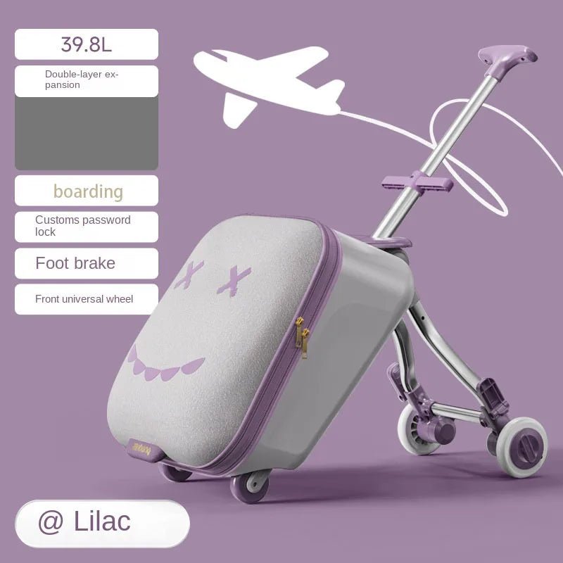 TravelTrek: Foldable Ride - On Trolley Luggage with Brake Wheels for Kids - GiftWave.co