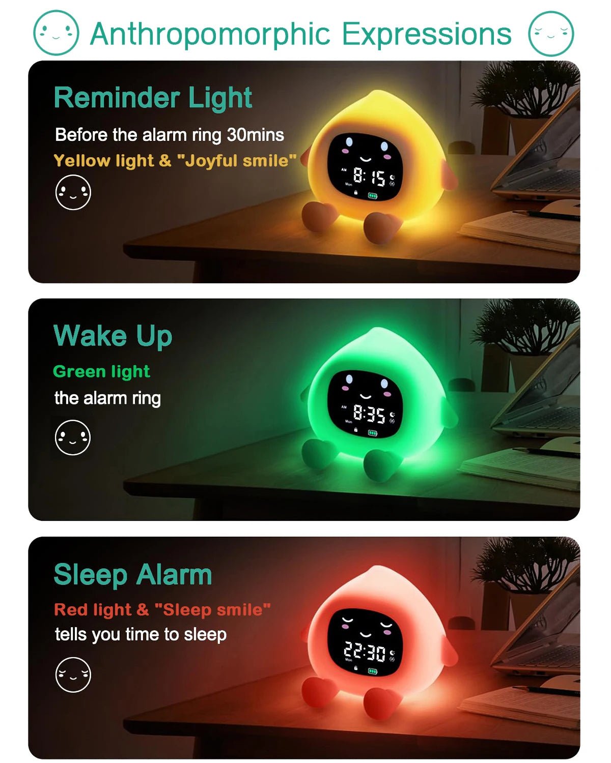 ORIA Kids Alarm Clock – Smart Sleep Training & 9 - Color LED Night Light - GiftWave.co
