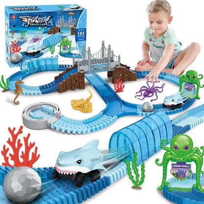 VATOS Ocean Adventure Shark Race Track | Flexible STEM Toy Set for Kids 3+